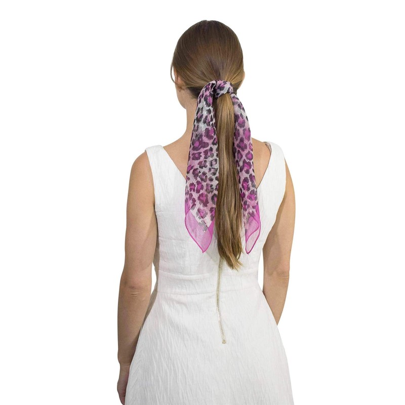 Leopard, Animal, Neck Scarf, Square Shape, Fuchsia