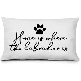 KEUSPI Labrador deocr for Home is Where The Labrador Dog Decor Throw Pillow Cover 12x20,Funny Labrad Dog Decoration for Couch Sofa Bedroom,Labra Dog Gifts for Women Labrador Gifts