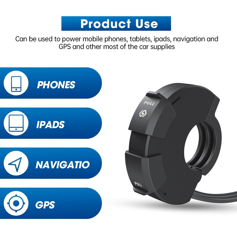Waterproof Motorcycle Phone Charger, Fast Charging 48W USB C Outlet