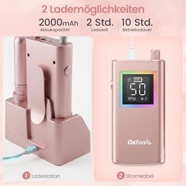 Delanie Electric Nail Cutter Professional 50,000 rpm with Charging Station, Manicure Cutter for Nails & Acrylic Nails, Portable Nail Cutter for Gel Nails for Beginners, Home & Salon Professionals + 12