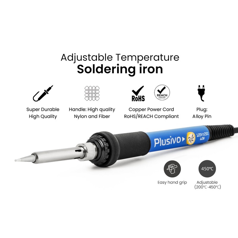 Soldering Iron Kit, 60W Soldering Iron Adjustable Temperature 5-in-1, Solder