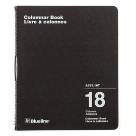 Blueline Columnar Book, Twin-Wire Binding, 18 Columns with Description, 80 Pages, 12-Inch x 10-Inch, Black (A767.18T)