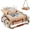 Multifunctional Wicker Picnic Basket Set for 4 with Blanket and