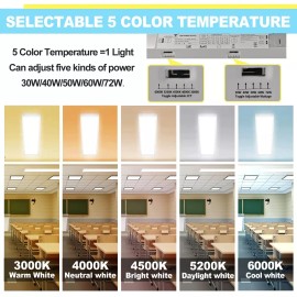 GREESS 2 PACK 72W 1x4 LED Flat Panel Light 5CCT Selectable 4FT LED Shop Ceiling Light