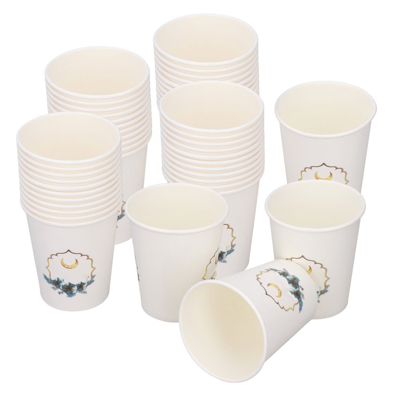 48Pcs Eid Mubarak Paper Cups Eid Mubarak Style Disposable Sturdy
