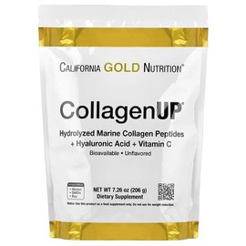 California Gold Nutrition, CollagenUP®, Contains hydrolyzed marine collagen peptides, hyaluronic acid and vitamin C, unflavored, 206g (7.26oz) / California Gold Nutrition (캘리포니아골드뉴트리션), CollagenUP®, 가수분해 해양 콜라겐 펩타이드, 히알루론산 및 비타민C 함유, 무맛, 206g(7.26oz)