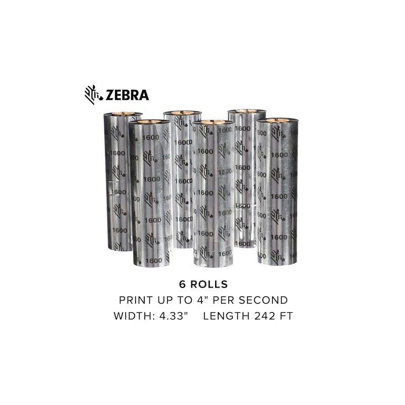 Zebra Standard Black Wax Ribbon for Thermal Transfer Desktop Printers