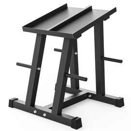 PAPABABE Adjustable Dumbbell Rack with 1 inch Plate Tree, Heavy-Duty Dumbbell Column with 330LB Capacity - Space-Saving Design, Anti-Tip Base & Ergonomic Height for Home Gym Organization