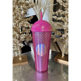 Starbucks NWT Starbucks Iridescent Vibrant Pink Bling Studded Frappuccino Dome Tumbler
