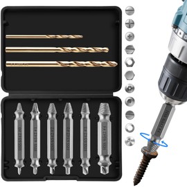 KINGHON Screw Extractor Set with 3 Twist Drills, Made of HSS 6542, Professional Left Extractor, Boring Tool for Drilling and Removing Damaged Screws