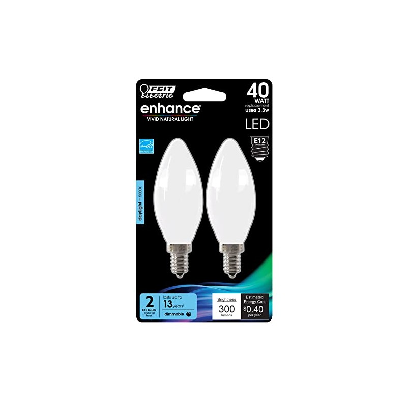Feit Electric LED B11 40W Equiv, 300 Lumens, Filament Frost