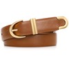 JASGOOD Women Leather Belt for Jeans Pants Fashion Gold Buckle