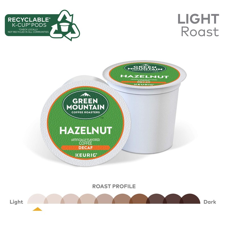Green Mountain Coffee Roasters Hazelnut Decaf Coffee, Keurig Single-Serve K-Cup