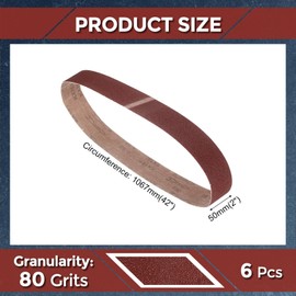 Kozelo 6 Pcs Sanding Belts 2 x 42 Inch 80 Grit Aluminum Oxide Abrasive Sandpaper for Belt Sander Metal Grinding Wood Working Weld Rust Removal