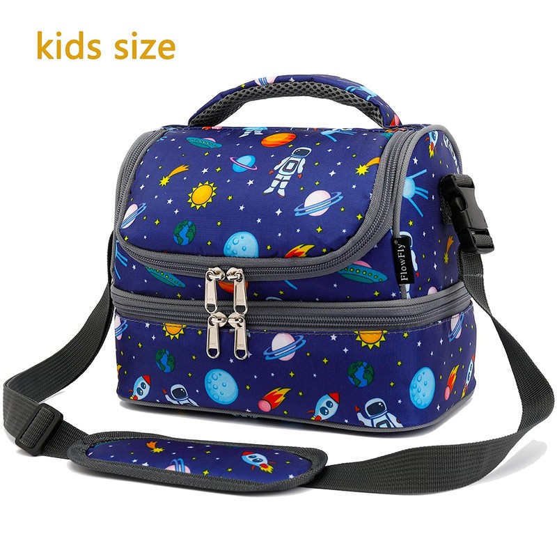 FlowFly Kids Double Decker Cooler Insulated Lunch Bag Large Tote