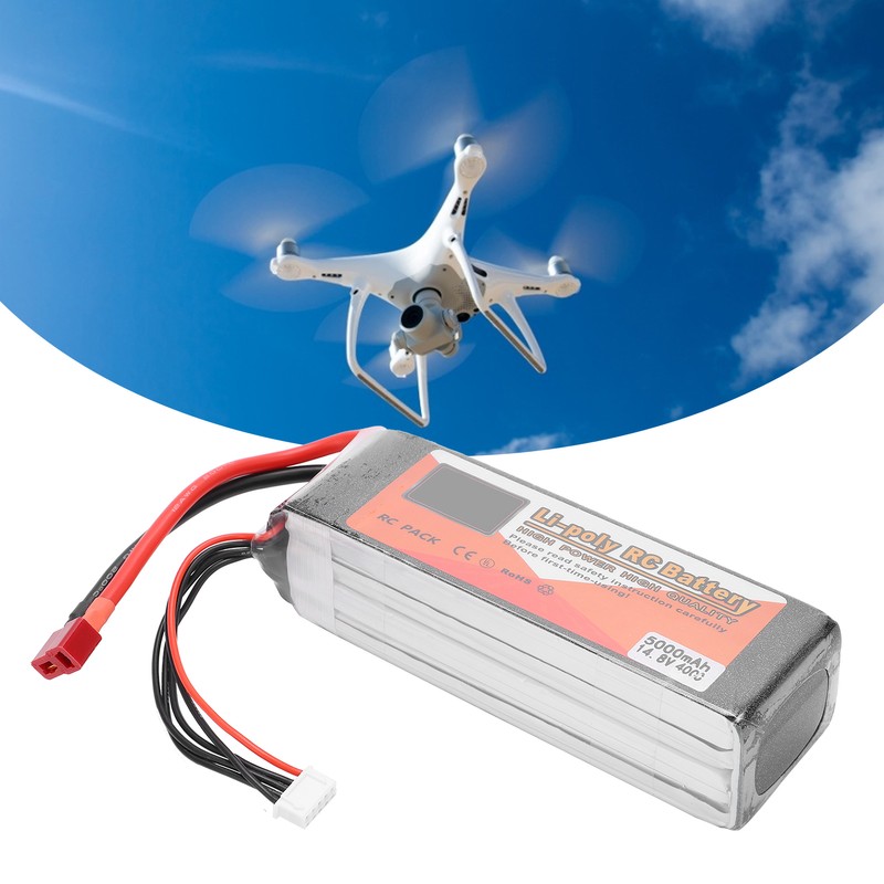 14.8V 5000mAh 40C Lipo Battery T Plug 4S Rechargeable Battery