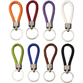 8 Llaveros Cuero Trenzado 8 Colores Cuerda Tejida Mano Cuerda Tejida Mano Diseño Sencillo Resistente,Perfectos para Llaves de AutomóViles y Motos,Uso Unisex para Adultos y Niños