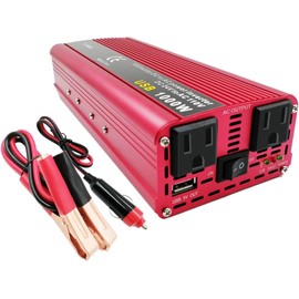 1000W/2600W(Peak )Continuous Output Power Inverter DC24V to 110V AC Converter 2600W Peak Output with 1 USB Ports and 2 AC Outlet for Road Trip, Camping, RV, Truck, Car, Pickup Truck