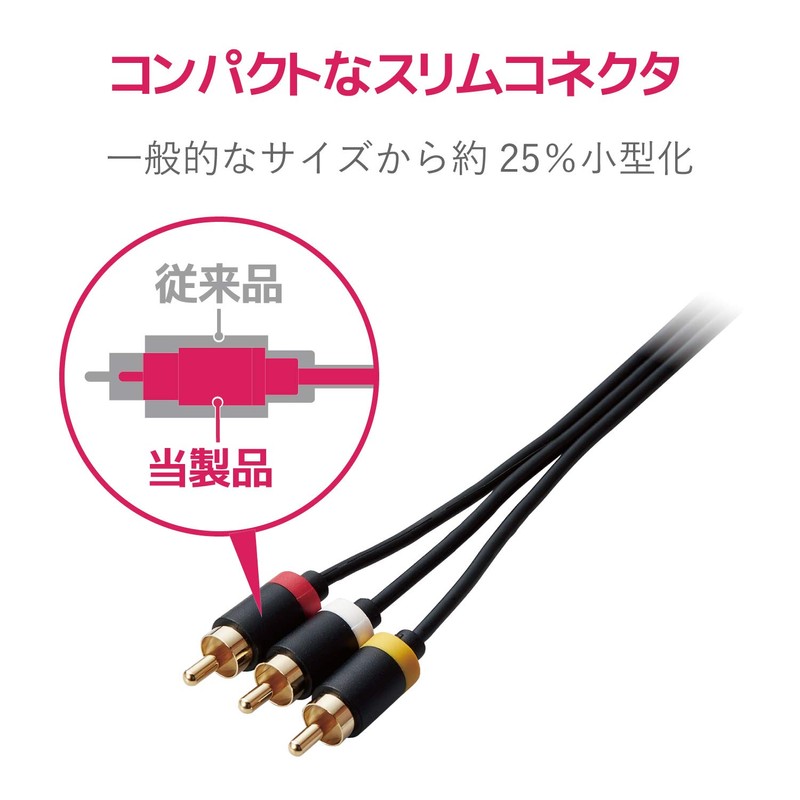 Elecom DH-MLWRY30BK AV Cable Stereo Mini Plug (L-Type 4 Poles)