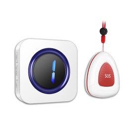 LIKEPAI Caregiver Pager Wireless Call Bell Alert Button for Seniors/Elderly/Patients 1 Plugin LED Digital Display Receiver 1 SOS Waterproof Transmitter Bell Can DIY Expand Quantity…