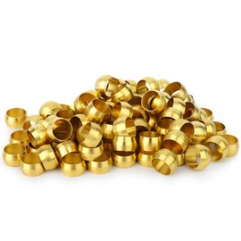 GASHER Brass Compression Fitting, Brass Compression Sleeve Ferrules 8 mm Tube OD Pack of 100