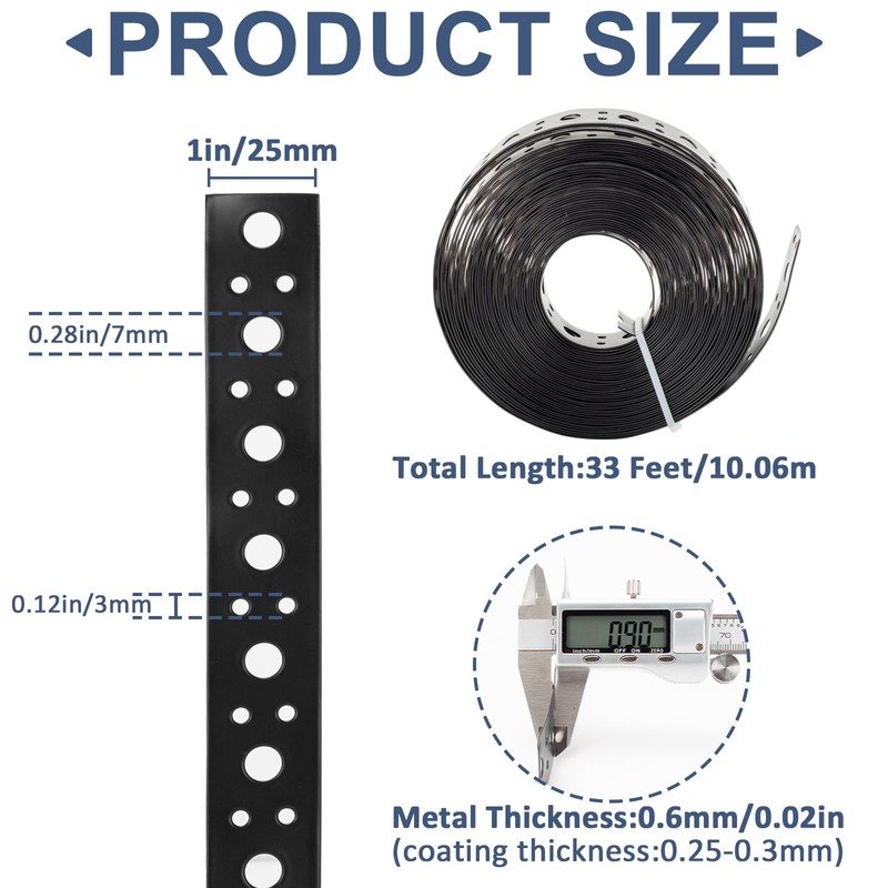 Metal Strap 1-Inch x 33FT 0.6mm Thickness for Pipe Support