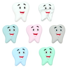 7 PCS Teeth Silicone Focal Beads Tooth Spacer Beads for Pens Dental DIY Jewelry Keychain Bracelet Making