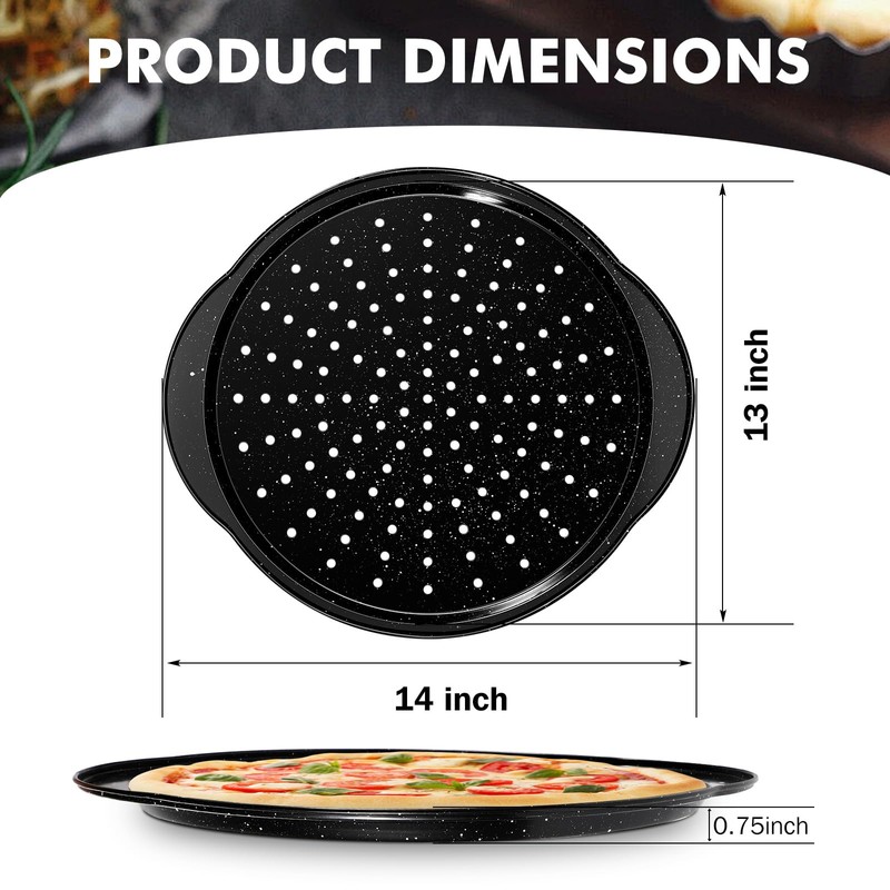 tchrules 2 Pack Pizza Pan 12 Inch with Holes&Handle, Non-Stick