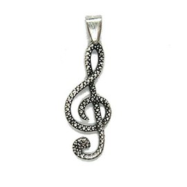 Sterling Silber Anhänger Charm Violinschlüssel Massiv Echt Punziert 925 R001494