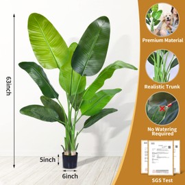 Aphighjoy Bird of Paradise Artificial Plant - Fake Plants Areca Palm Tree, No Need Styling Faux Tropical Palm Potted Tree for Home Office Decor (5FT-1Pack, Upgraded Bird of Paradise)