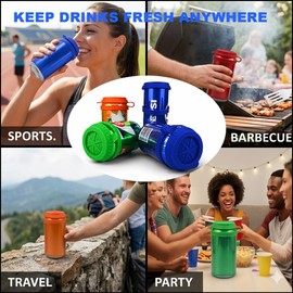 4 Pack 4 Colors Soda Can Lids, Reusable Silicone Airtight Can Covers for Soda, Leak-Proof & Dust-Proof Drink Protector Caps, BPA-Free, Perfect for BBQ, Travel, Parties