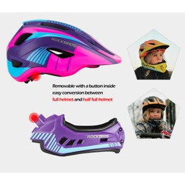 ROCKBROS Kids Full Face Bike Helmet Kids Helmet Toddler Bike Helmets Full Face Protective Safety Helmet for MTB Skateboarding Scooter Roller Skating Cycling