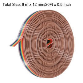 sourcing map 1 Pcs 9 Pin Flat Rainbow Ribbon Cable 20 Ft 1.27mm Pitch Breadboard Jumper Wires for Electronic Projects