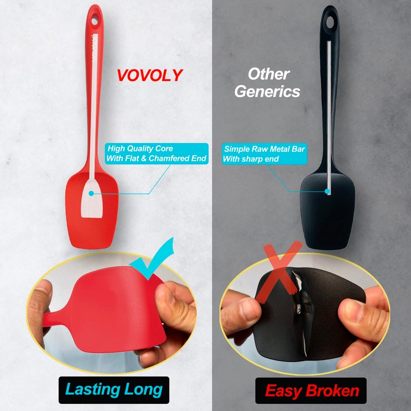 Silicone Spatula Set, Heat Resistant Rubber Spoon Spatula with Seamless