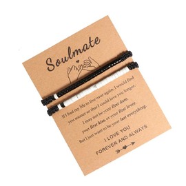 SKIRIFLA Soulmate Couples Bracelets, Matching Bracelet for Couples Boyfriend and Girlfriend, Long Distance Relationship Gifts for Him and Her, Christmas Birthday Valentines Day Gifts for BF and GF