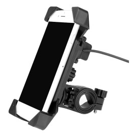 Maíz Soporte Base Moto Bicicleta Porta Celular Gps + Cargador Usb
