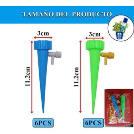 12 PCS Picos de Riego Automático de Plantas, Regador de Plantas, Sistema de Riego Automático para Jardin, Gotea Agua Automáticamente Por Hasta 15 Días, para Riego Por Goteo para Plantas en Macetas
