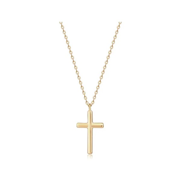 Collar Vowstone Cruz Mujer Dije Cadena Oro 18k Elegante