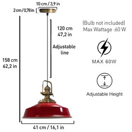 bamyum Asletl Vintage Hanging Lighting Industrial Hanging Light Fixtures 15.7" Metal Lampshade E26 Pendant Lighting for Living Room Bedroom Bar Office Farmhouse Dining Room Light Industrial Lighting