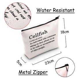 JXGZSO Cellfish Definition Makeup Pouch Funny Cellfish Quote Cosmetic Bag Sarcastic Saying Gift Pun Survival Bag, Cellfish Definition Bag