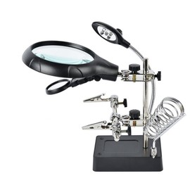 Desktop Magnifier Glass Soldering Station LED Light Magnifying Glass Stand with Clamp and  Clips