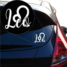 Yoonek Graphics Leo Decal Sticker for Car Window, Laptop and More. # 1170 (4" x 4.4", White)