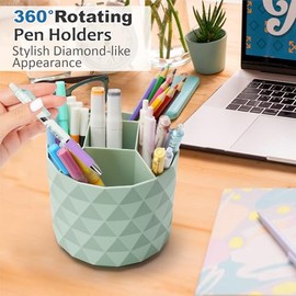 360-Degree Rotating Desk Organizer with Diamond Pattern
