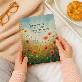 FGFK Floral Christian Spiral Notebook, His Mercies Are New Every Morning Christian Bible Journals for Women, Prayer Journal for Woman, Church Notes Notebook, 5.5x8.3 Inches 258