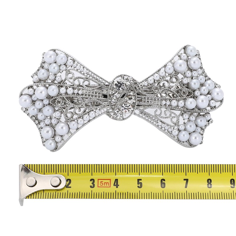 Campanula 327 Silver Lace Ribbon Barrette, Large, 1 Piece, Storage