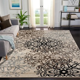 Superior Indoor Area Rug, Jute Backing, Plush Rugs for Entry, Office, Living, Dining, Kitchen, Hardwood Floors, Vintage Aesthetic, Boho Home Decor, Leigh Collection, 4' x 6', Multicolor