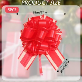 NECXON 5 Pcs Pull Bows, Large Bows for Gift Wrapping Wedding Car Ribbon Red Bow for Gift Wrapping Wedding Decorations (18cm/7.1in)