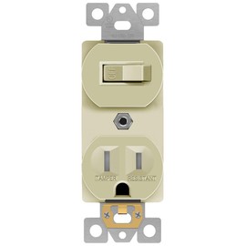 ENERLITES Combination Single Pole Toggle Switch 15A/120VAC and Tamper-Resistant Receptacle 15A/125VAC, Residential Grade, UL Listed, 62150-TR-I, Ivory