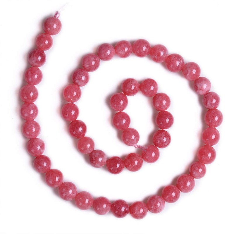 PLTbeads Gorgeous Rhodonite Dyed Jade Natural Gemstone Loose Beads 10mm