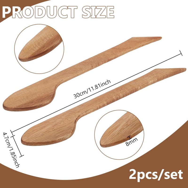 BENECREAT 2Pcs Wooden Handle Tools, Clay & Pottery Clay Sculpting
